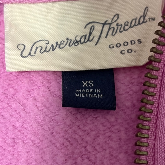 LIKE NEW! Women's Universal Thread Pink 3/4 Crop Zip Hoodie - XS - Picture 4 of 5